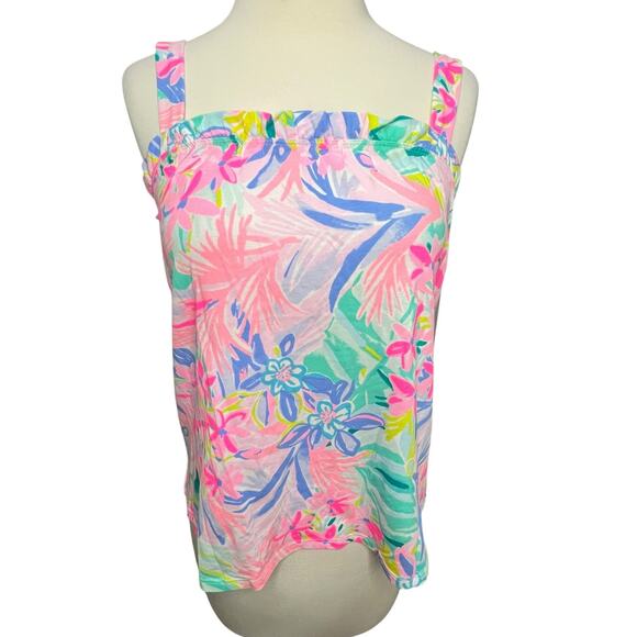 Lilly Pulitzer Jia Tank Top XS Pink It was All A Dream Floral Preppy Resort - Picture 1 of 14
